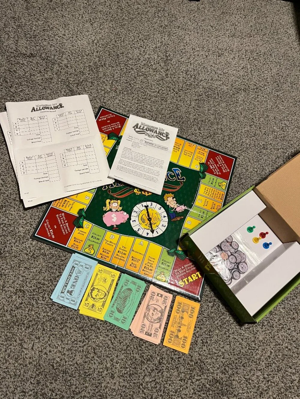 Learning Advantage MANAGING MY ALLOWANCE Real Life Math Experience Game Board